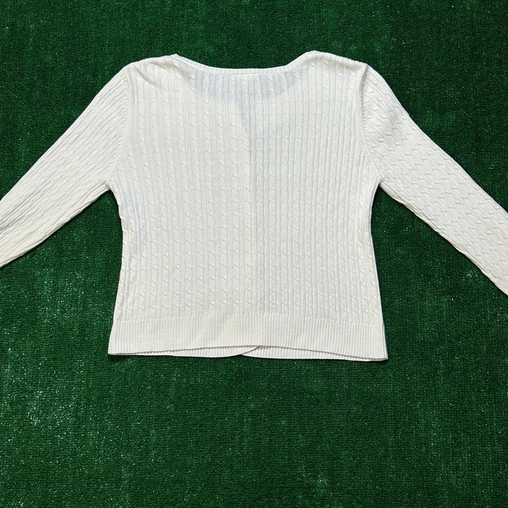 VTG Cherokee Brand Cable Knit Cardigan Sweater Off White Womens XL Hong Kong - Picture 3 of 9